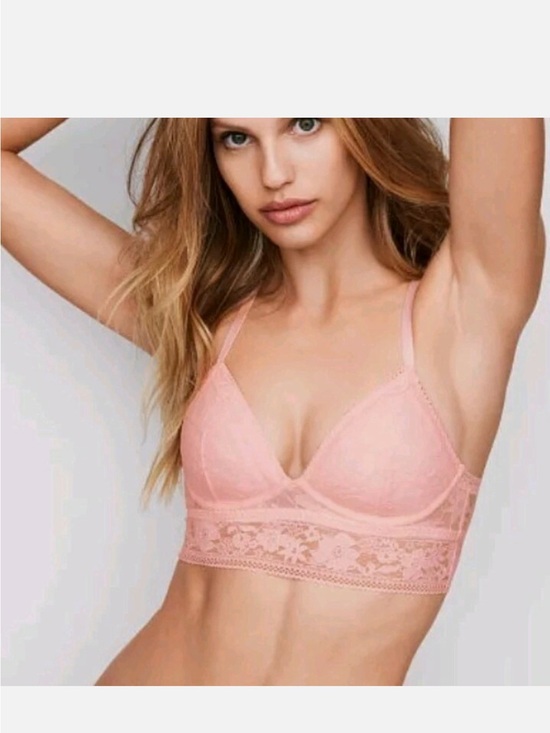 Victoria's Secret Other - Victoria Secret Light Pink Lace pull-on Longline Bralette EUC